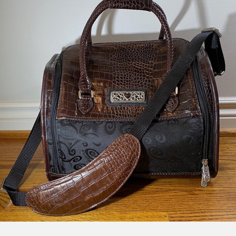 Vintage Brighton Two-Tone Croc Leather Toiletries Weekender Duffle